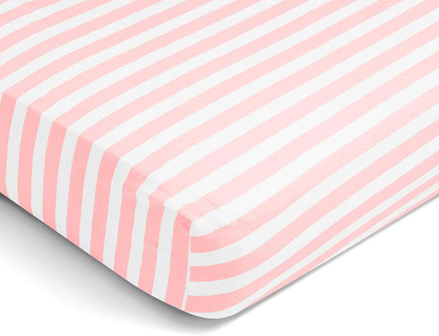 BaeBae Goods 3 Pack, Fitted Baby Crib Sheets for Girls, Soft and Breathable Jersey Cotton, Pink and White, Cute Girly