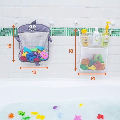 2 x Mesh Bath Toy Organizer + 6 Ultra Strong Hooks – The Perfect Bathtub Toy Holder & Bathroom or Shower Caddy – These Multi-use Net Bags Make Baby Bath Toy Storage Easy – For Kids & Toddlers by Comfylife