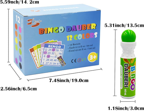 Yuanhe Bingo Daubers Dot Markers, Mixed Colors Set of 12 Pack