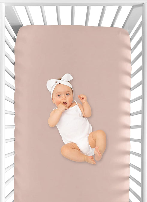 Sweet Jojo Designs Dusty Rose Pink Girl Fitted Crib Sheet Baby or Toddler Bed Nursery - Solid Color Mauve for Bohemian