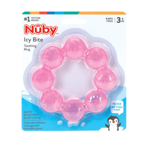 1 Count Nuby IcyBite Soother Ring Teether, Colors May Vary