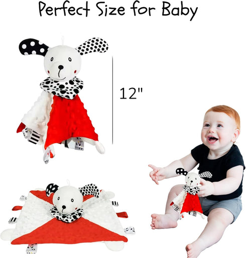 Lovey Security Blanket High-Contrast Plush Comfort Toy & Soft Blankie for Babies and Newborns (Multiple Designs) (Dot