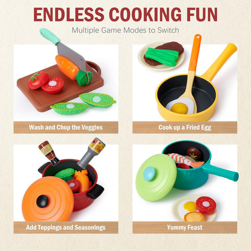 3-5, Sets 5 3 4 5 Lonico Pretend Play Kitchen Accessories for Toddlers Play Food for Kids Kitchen Toys with Pots