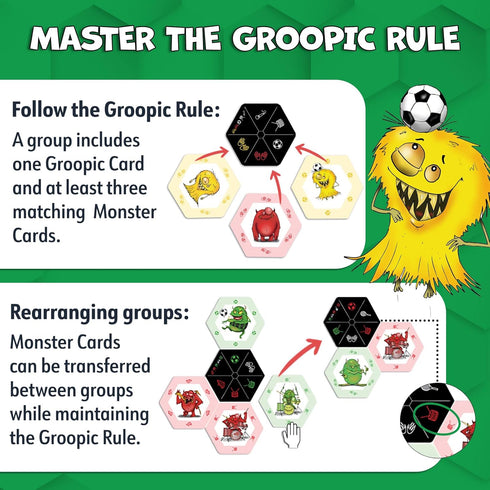 Groopic Monster's Style, A Rummy Strategy Card Game for Kids 8-12 & Adults, Family Games for 2-4 Players