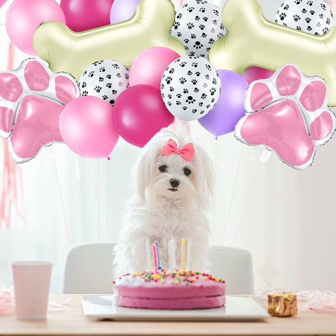 46 Pcs Dog Themed Balloon Decoration Set with Paw Print and Bone Balloons for Birthday Party Supplies