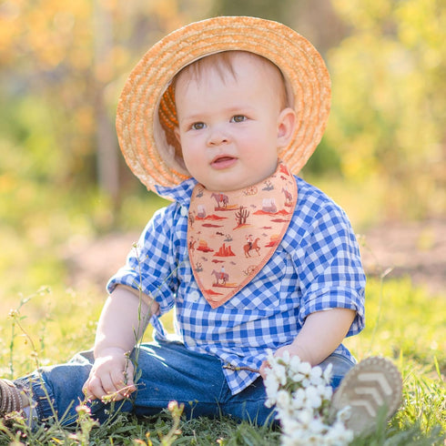 4 Pcs Western Cowboy Baby Bandana Bibs - Newborn Infant Feeding Drool Bibs for Teething and Burp Cloths