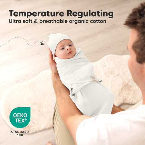 3-Pack 0-3 0-3 KeaBabies Organic Swaddles for Newborns Girls, Boys with Hats - Soft Cotton Baby Sleep Sacks Months