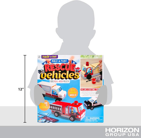 Made By Me Build & Paint Your Own Wooden Cars - DIY Wood Craft Kit for Kids Ages 6 and Up, Multicolor