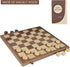 15" Set 8x8 24 OUMODA Walnut Magnetic Checkers Board Game - Folding Wooden Chessboard with Interlocking Pieces, Storage