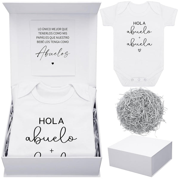 Shyyween 4 Pcs Pregnancy Announcement for Abuelos, Hola Abuelos Baby Bodysuit Pregnancy Reveal