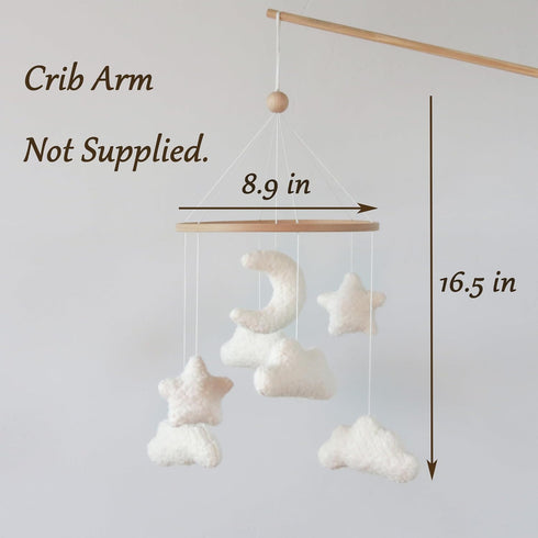 Goukurlsma Cloud Crib Mobile Baby Mobile for Crib Neutral Boho Moon and Clouds Mobile Neutral Nursery Dcor Boucle