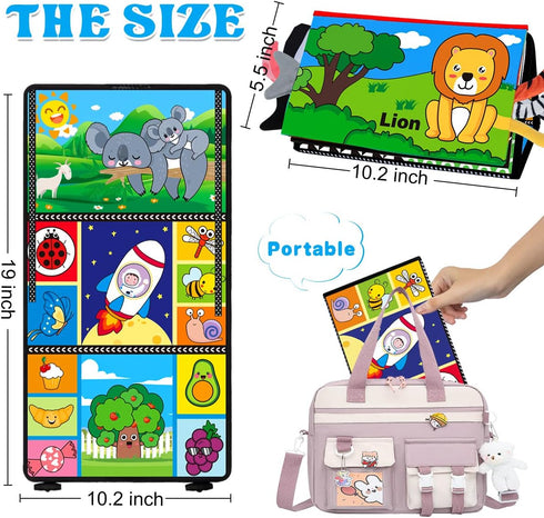 Baby Toys 0-6 Months - Tummy Time Mirror with Cloth Books & Teethers, Montessori Infant Sensory Toy for Newborns