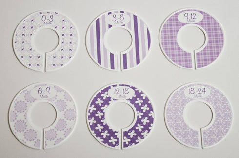 Baby Girl Nursery Closet Dividers, Size C134, Purple Theme, Set of 6