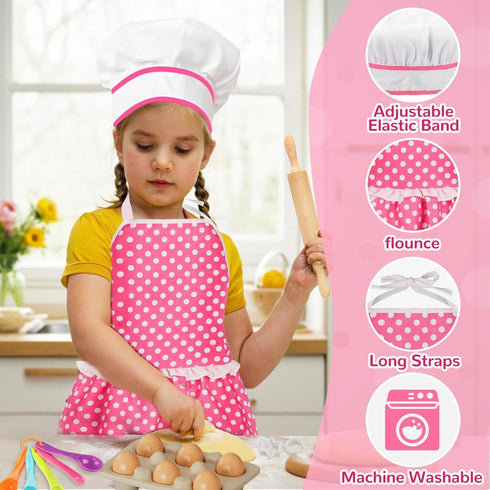 MEIDAYAI Set Set 3-8 Kids Cooking Baking , Kids Kitchen Pretend Play Toys, Children Chef Role Play Costume - Chef Hat