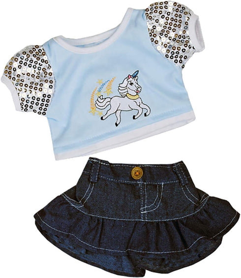 Unicorn Glitter Outfit Teddy Bear Clothes, Fits Most 14" - 18" Build-a-Bear Stuffed Animals