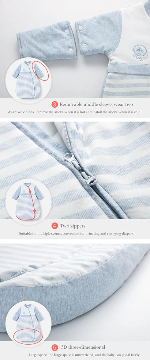 Cozy Detachable Sleeve Kids Wearable Blanket - Sleeping Bag