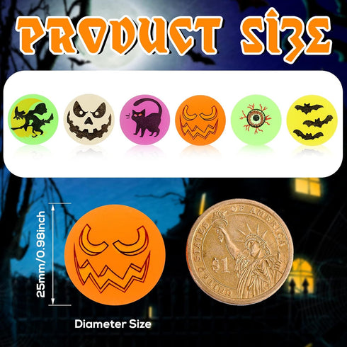 Deekin 300 Pcs Halloween Bouncing Balls, Glow in the Dark Rubber Party Favors for Boys and Girls Birthday Gifts