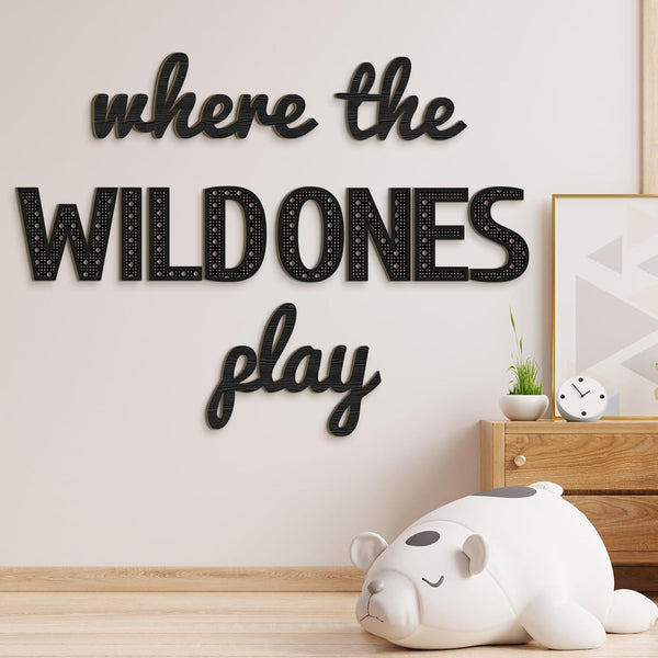 Beeveer Where the Wild Ones Play Nursery Sign Wooden Playroom Wall Decor