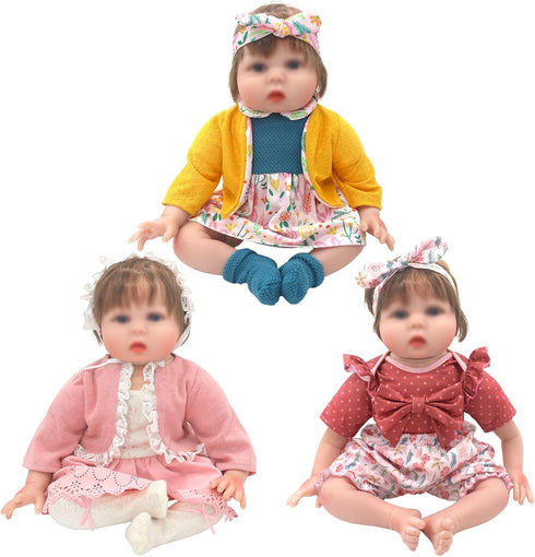 XIVEENS 20-22 Inch 3-packs 20 Inch Reborn Doll Clothes for Dolls, Doll Clothes Accessories with Coat, Headband Socks