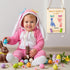 FVhujuan 3D Baby's First Easter DIY Footprint and Handprint Haning Sign, Happy Easter Bunny Wooden Footprint Art Sign