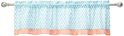Bacati Paisley Sophia Aqua/Coral Rod Pocket Window Valance