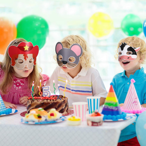 Blulu 16 Piece Farm Forest Animal Mask for Petting Zoo Birthday Christmas Costumes Dress-up Party