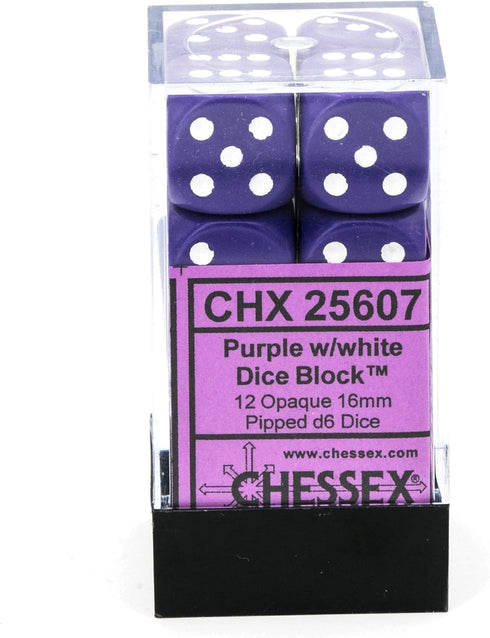 Chessex CHX25607 Opaque Dice - 12D6 Purple/White
