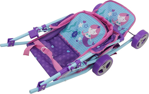 509 Crew Mermaid Twin Doll Stroller for Kids Pretend Play, Fits Dolls up to 18''