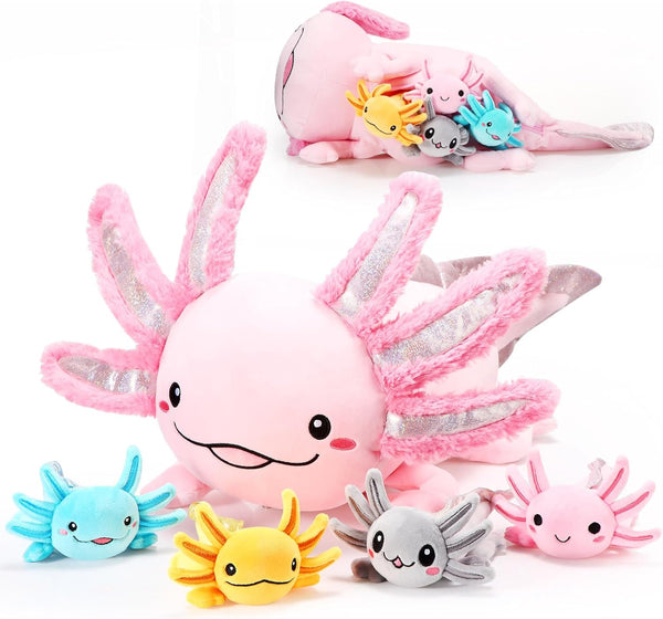 Aoriher 5 Pcs Axolotl Plush Set 24 Inch Mommy Axolotl Stuffed Animal