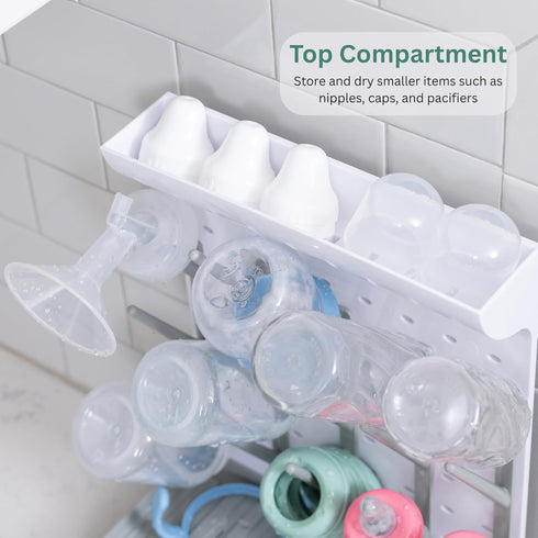 Velakade 15 Countertop Baby Bottle Drying Rack Large Vertical Bottle Dryer for Bottles, Space-Saving Rack for Baby