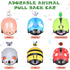 6 Pieces Animals Pull Back Cars - Friction Powered Vehicle Playset Toys for Kids (Vivid Style)