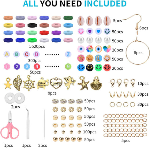 5 6 7 8 9 10 11 12 (24 6500 AIPRIDY Girls Toys Bracelet Making Kit, Clay Beads Jewelry Activity Kit, DIY Crafts