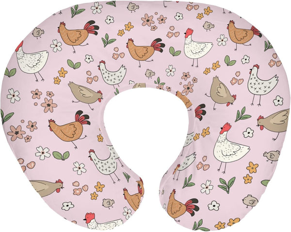 Cute Chicken Boho Floral Baby Nursing Pillow Covers for Boy Girl Chickens