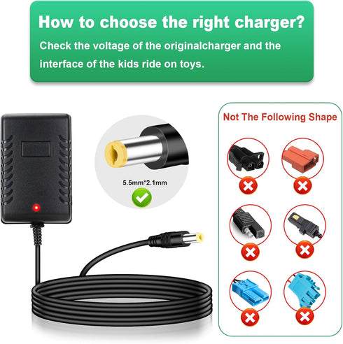 Generic 6V 6 Battery Charger for Kids Ride On Car Toys Volt Charger for Best Choice Products Trax Toddler Quad SUV