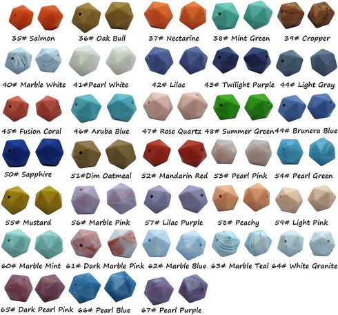 50pcs 14mm Silicone Polyhedron Pearl Beads for Keychain, Mom Necklace Making, DIY Craft Jewelry Accessory
