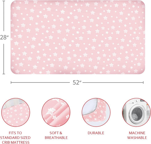 4 Pack Set, Crib Sheets & Waterproof Crib Mattress Protector for Boys Viscose, Waterproof Crib Sheets Mattress Pad