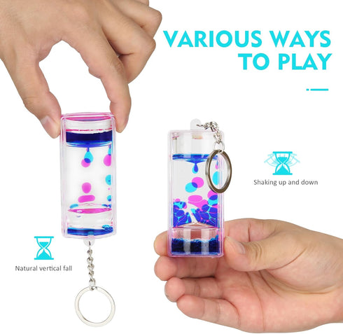 FKYTION Liquid Motion Bubbler Key Chain, Pack of 8 Colorful Hourglass Calming Relaxing Toys