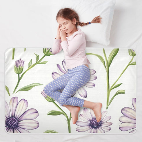 FRODOTGV 52" 34" Light Purple Florals Extra Large Resuable Baby Bed Pad Water Resistant Mattress Pad Non-Slip Pee Mats