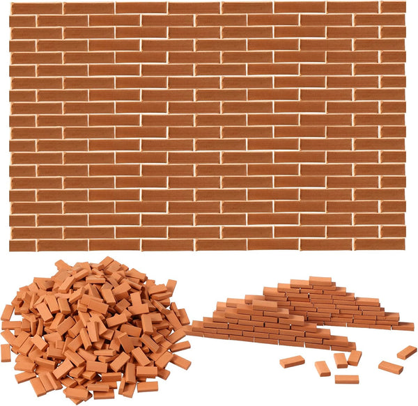 Civaner 350 Pcs Mini Bricks, Tiny Landscaping Bricks for Crafts, Realistic Fake Bricks for Dollhouse