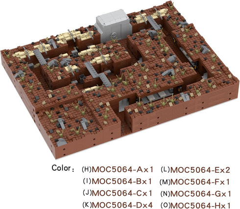 WW2 Battlefield Right Corner Military Block Set, 200PCS Military Building Block Set Can Freely Build Battle Scenes