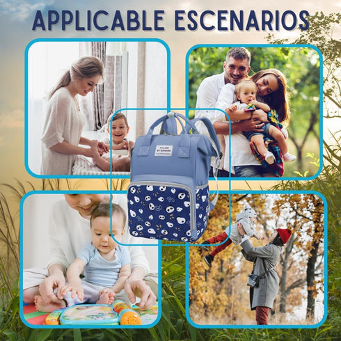 MARYAS Backpack Small Diaper Bag for Baby Boy with Insulated Pockets, Stroller Straps. Blue Baby Bag for Mom Dad.