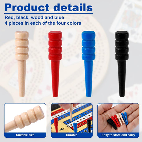 Gosknor 16pcs 1/8 Inch Cribbage Pegs, Wooden Cribbage Board Pegs Fit Holes Crib Pins Cribbage Accessories