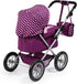 18 inch Bayer Trendy Doll Pram & Stroller, Burgundy Pink, Dolls, Adjustable Handle, Pretend Play with Accessories