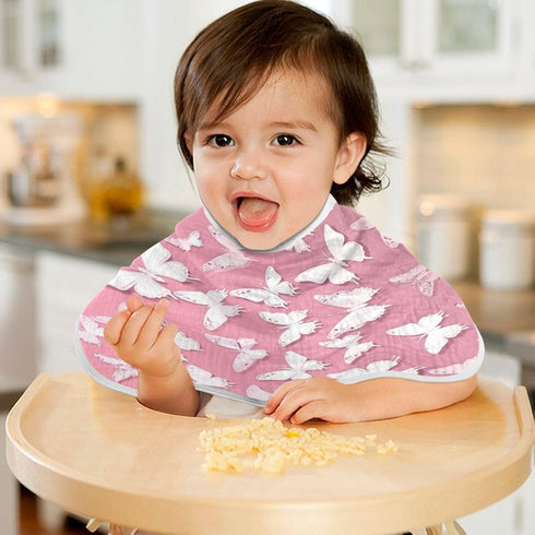 Bulletgxll Set 4, White Butterflies Unisex Baby Burp Cloths of Soft Absorbent Organic Cotton Muslin Burping Cloths