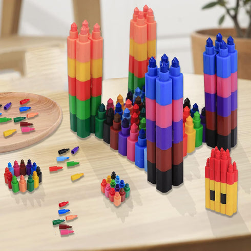 24 Pieces Stacking Crayons, Colorful Stackable Crayons for Kids Writing, Drawing, Coloring, Office School Supplies