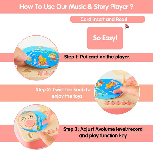 Culimery 99 Kids Phonograph with Cards,Card Phonograph for Kids,Toddler Record Player,Children's Storyteller Sleeping