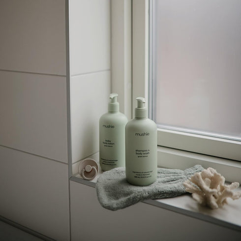 13.53 oz mushie Baby Organic Body Lotion | Moisturize, Soothe, and Hydrates Dry Skin | Made in Denmark, fl (Green