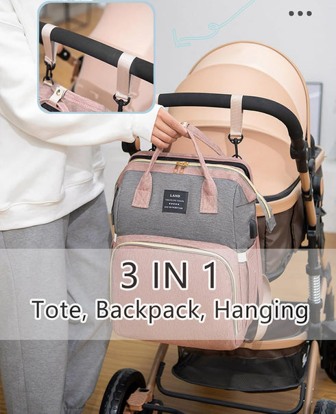 Backpack houscly Diaper Bag with Changing Station: Pink Baby Bags for Girls Boys New Mom Gifts Paaleras Para Bebe Baby