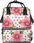 HCBPWVQA Polka Dot Flower Diaper Bag with Changing Pad and Pacifier Holder, Multifunction