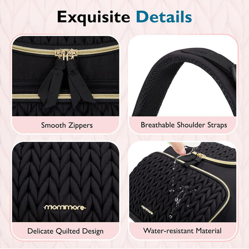 mommore Small Diaper Bag, Stylish Baby Backpack with Insulated Pockets, Changing Pad, and Stroller Straps
